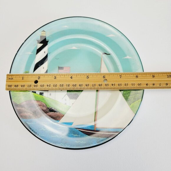 Coastal Breeze Plastic Salad Plate Set Lighthouse & Boat Warren Kimble Folk Art - Picture 11 of 12